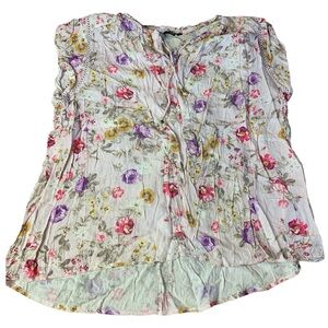 Buffalo David Bitton Floral Boho Blouse Pink Purple L